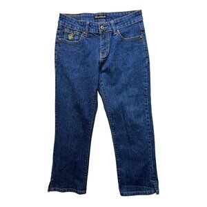 Rocawear Womens Capri Jeans Size 3 Blue Denim Classic Casual Side Slit Summer
